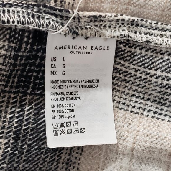 American Eagle Women's Long Sleeve Plaid Dress Size L Beige Black - Picture 7 of 9
